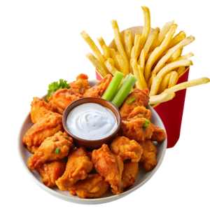 Mix Chicken Buffalo Wings with Chips 